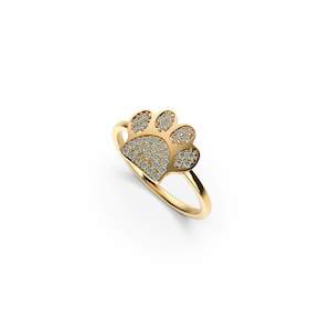 Animal Instinct: Paw | Gold Vermeil | CZ Diamond Pup Print Ring