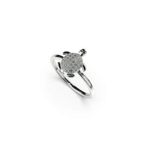 Cafa X Ravel: Tortuga | .925 Sterling Silver | CZ Diamond Sea Turtle Ring