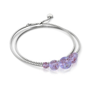 925 Sterling Silver Crystal Charm Necklaces: Lilac | .925 Sterling Silver | Firefly Glass Infinity Clasp Anklet