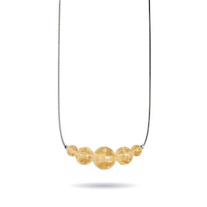 925 Sterling Silver Crystal Charm Necklaces: Amber | .925 Sterling Silver | Firefly Glass Infinity Clasp Necklace