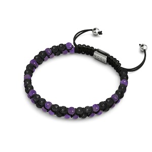 Natural Stones: Amethyst x Lava Rock | .925 Sterling Silver | Mini Diffuser Bracelet