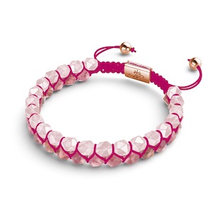 Natural Stones: Rose Quartz & Pink Quartz | Rose Gold | Double Geom Bracelet