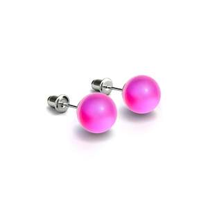 Mermaid Glass Earrings: Magenta | .925 Sterling Silver | Mermaid Glass Stud Earrings
