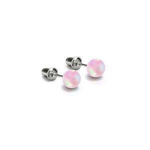 Pink | .925 Sterling Silver | Mermaid Glass Mini Stud Earrings
