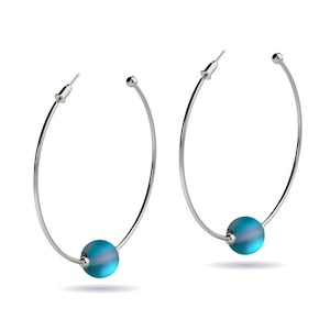 Mermaid Glass Earrings: Aquamarine | Silver | Mermaid Glass Hoop Earrings