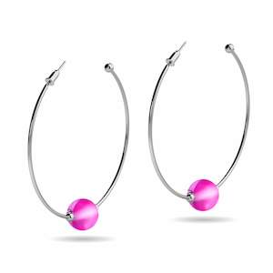 Pink | Silver | Mermaid Glass Hoop Earrings