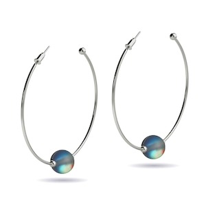 Mermaid Glass Earrings: Grey | Silver | Mermaid Glass Hoop Earrings
