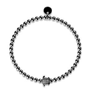 Tortuga | Onyx Steel | Crystal Sea Turtle Bracelet
