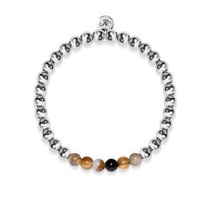 Satisfaction | Silver | Grey Line Agate | Gemstone Expression Bracelet