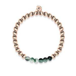 Warehouse Sale: Grateful | 18k Rose Gold | Green Leaf Agate | Gemstone Expression Bracelet