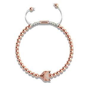 Crystal Fox | 18k Rose Gold | White | Macrame Charmballa Bracelet