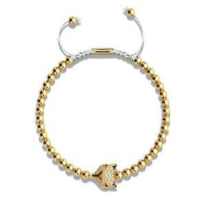 Crystal Fox | 18k Gold | White | Macrame Charmballa Bracelet