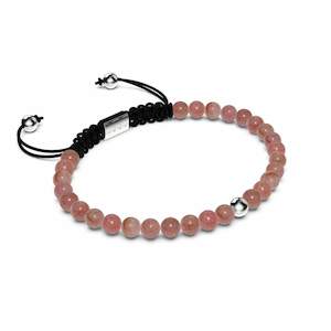 Down To Earth: Rhodonite | .925 Sterling Silver | Focus Gemstone Macrame Bracelet