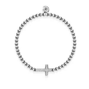 Sterling Silver Charm Bracelets: Blessed | .925 Sterling Silver | CZ Diamond Cross Bracelet