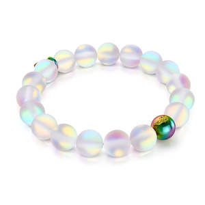 Authentic Mermaid Glass: Rainbow White | Unicorn Silver | Mermaid Glass Statement Bracelet