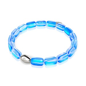 Authentic Mermaid Glass: Sapphire | .925 Sterling Silver | Mermaid Glass Pebble Bracelet
