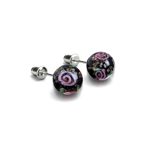 Studs: Enchanted Rose | .925 Sterling Silver | Firefly Glass Stud Earrings