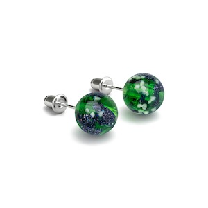 Blue Shamrock | .925 Sterling Silver | Firefly Glass Stud Earrings