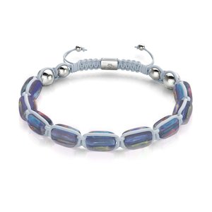 Milky Way | Silver | Galaxy Glass Pebble Macrame Bracelet