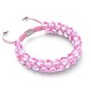 Pre Holiday Sale: Pink Nebula | Silver | Double Galaxy Glass Bracelet