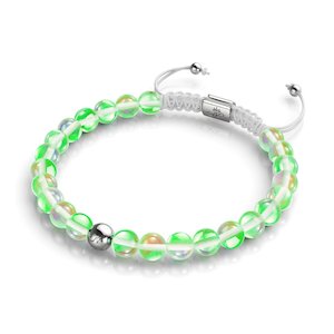 Pre Holiday Sale: Verdant Moon | Silver | Galaxy Glass Macrame Bead Bracelet