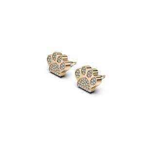18k Gold Vermeil: Paw | Gold Vermeil | CZ Diamond Pup Print Earrings