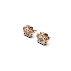 18k Rose Gold Vermeil: Paw | Rose Gold Vermeil | CZ Diamond Pup Print Earrings