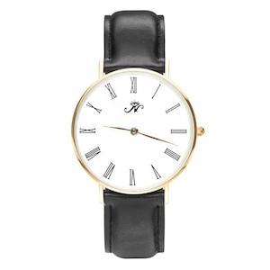Gifts For Him: Lansdowne - Gold Timepiece with Black Leather