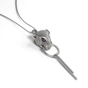 Animal Instinct: Panthera | 18k White Gold | Cubic Zirconia Crystal Necklace
