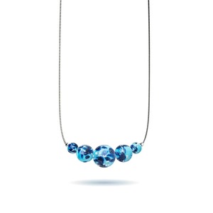 925 Sterling Silver Crystal Charm Necklaces: Blue Seaspray | .925 Sterling Silver | Firefly Glass Infinity Clasp Necklace