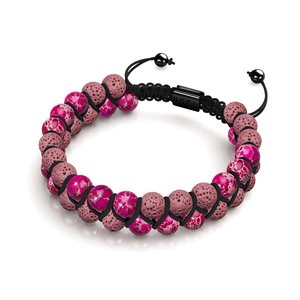 Gunmetal: Fuchsia Oceanic Jasper | Gunmetal | Lava Rock Diffuser Bracelet