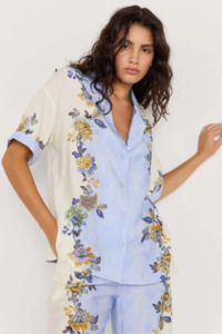 Shirts Tops: Lucia Resort Shirt - Blue & Cream Floral