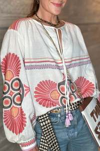 Shirts Tops: Dilos Blouse - Red/Orange