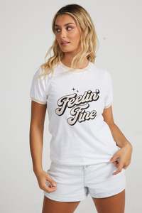 Sale Tees: Feeling Fine Ringer Tee - White
