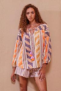 Sale Shirts Tops: Devotion Nadia Blouse - Orange/Lilac