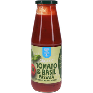 Convenience Food: Organic Tomato & Basil passata bottle