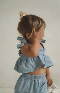 Bottoms: DENIM BOW TIE CROP & PANT SET