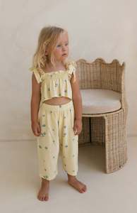 LEMON BELLE FLEUR TIE CROP & PANT SET