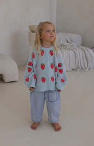 Strawberry Cardigan - Sky