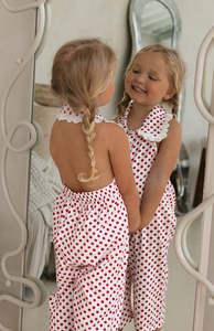 Rompers Overalls: ROSIE JUMPSUIT - CHERRY POLKA
