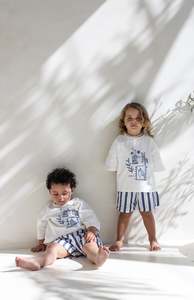 Bottoms: STRIPE SHORTS - NAVY
