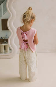 ROSALIE KNIT RIBBON TOP - PINK