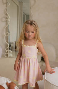 STRAWBERRY CREAM DOT RIC RAC DRESS
