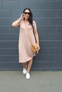 DRESS: Basic A-line Janey Dress - Almond