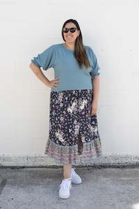 Pebble Fairytale Floral -  Magnolia Maxi Skirt