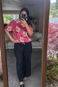 Short Sleeve Verity Tie Top - Rose Pansy