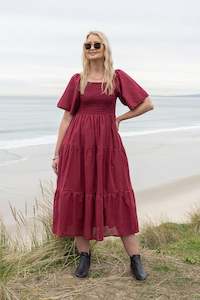 Boho Dresses: Shirred Bust Soph Maxi - Wine