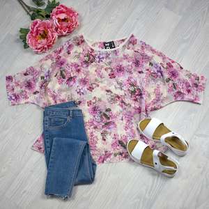 Draped Tops: PRE-ORDER** Vintage Pink Floral Draped Top - Floral Collection