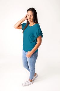 Flutter Sleeve Tees: Teal Flutter Sleeve Tee