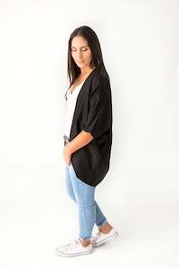 Short Plain Kimono - Black
